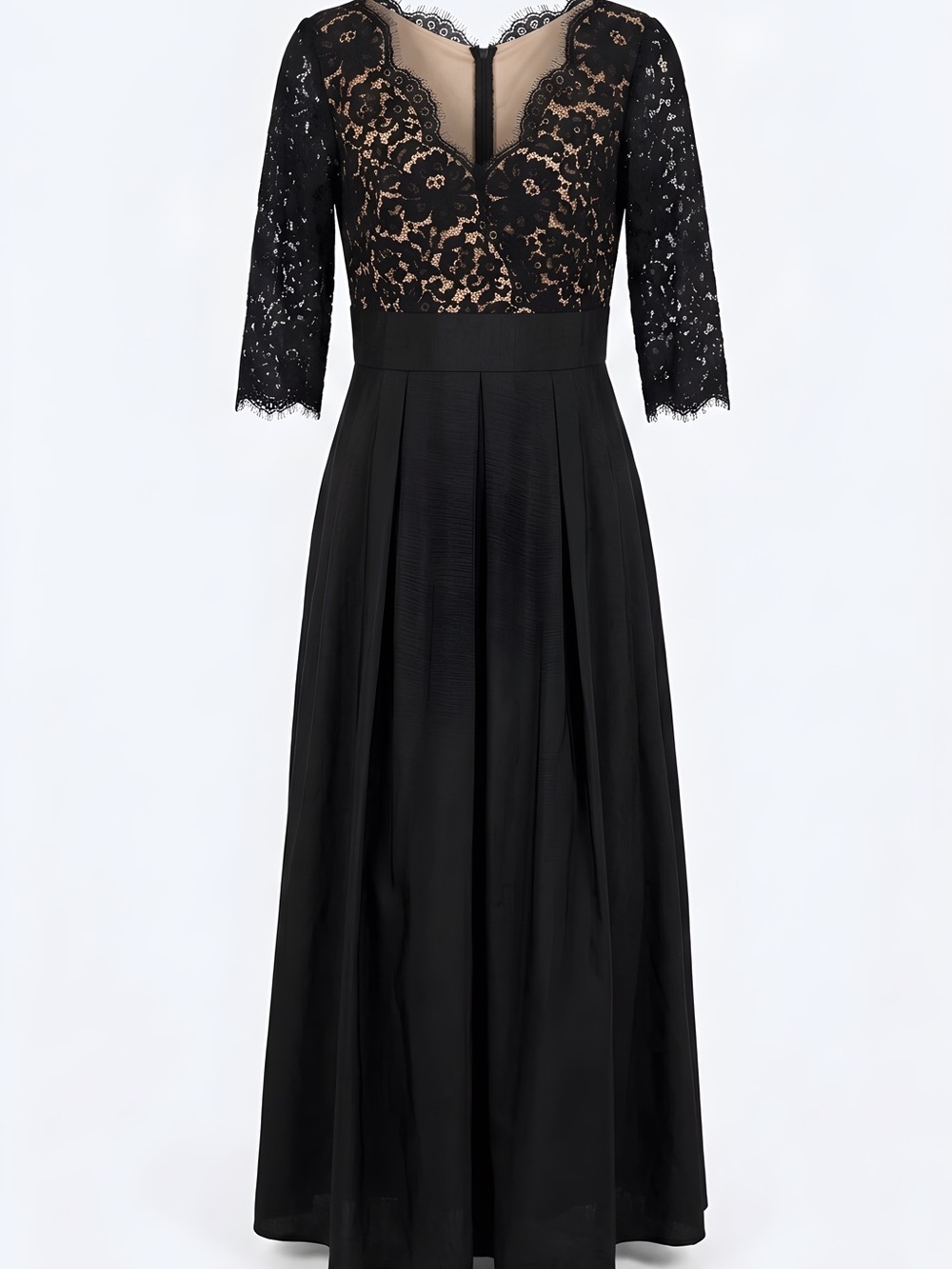 Eliza J Black Lace Bodice Long Sleeve Maxi Dress